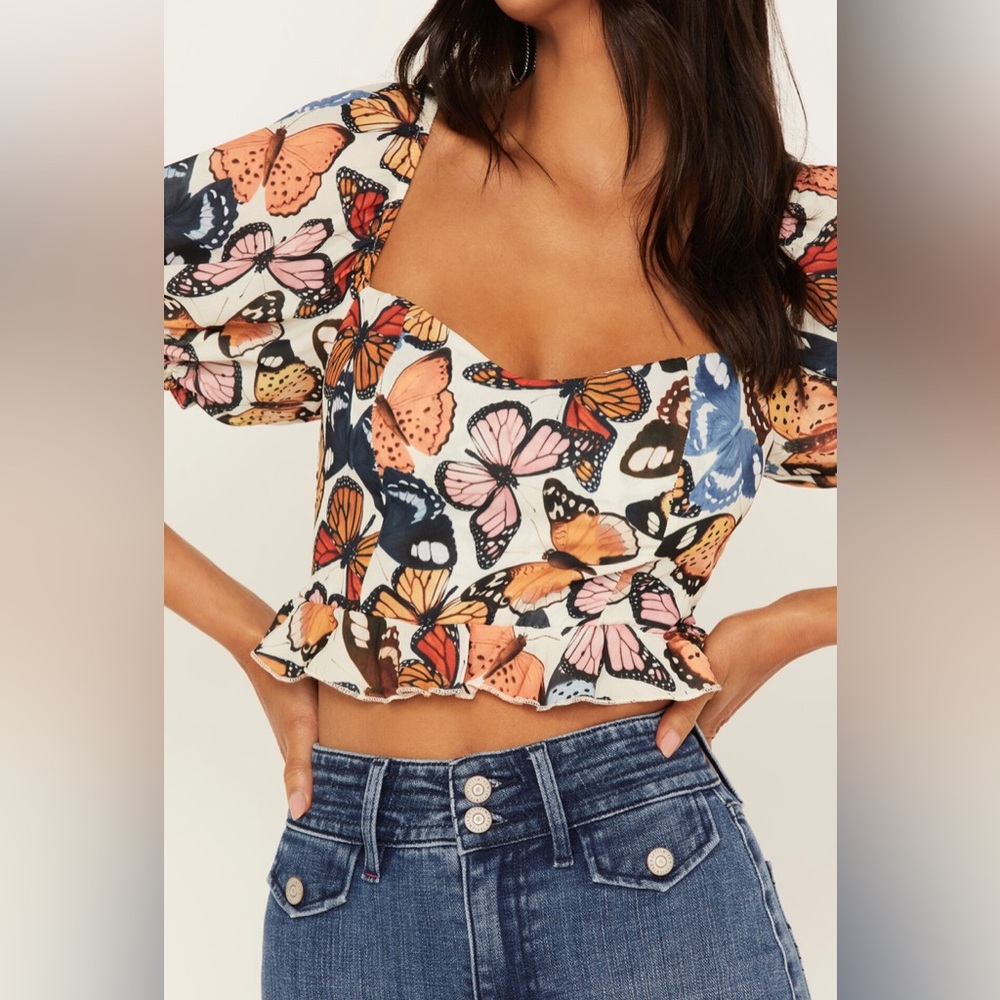NEW Show Me Your Mumu Lila top in Baileys butterflies